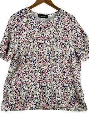 Sag Harbor Geometric Coloured Mosaic Print Short Sleeve Crew Neck Top XL